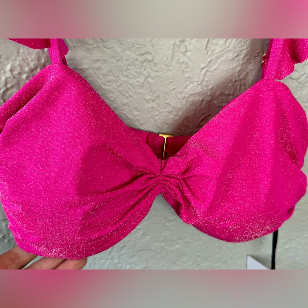 Beach Riot Hot Pink Ruffle Strap Bikini Top - Picture 5 of 6